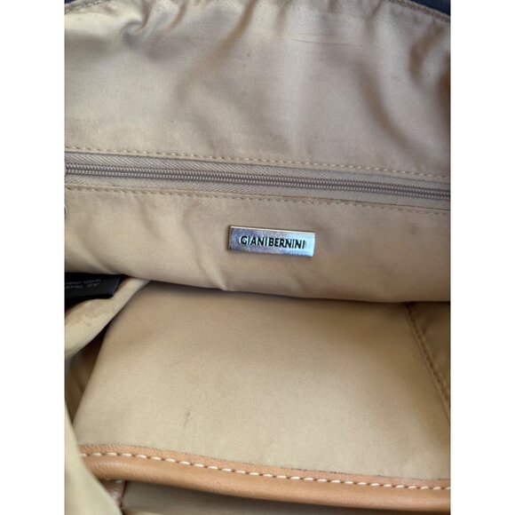 Giani Bernini Red & Black Striped Tote Bag With Tan Handles - Picture 6 of 9